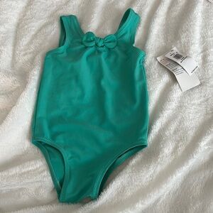 Teal Baby Swimsuit with Bow